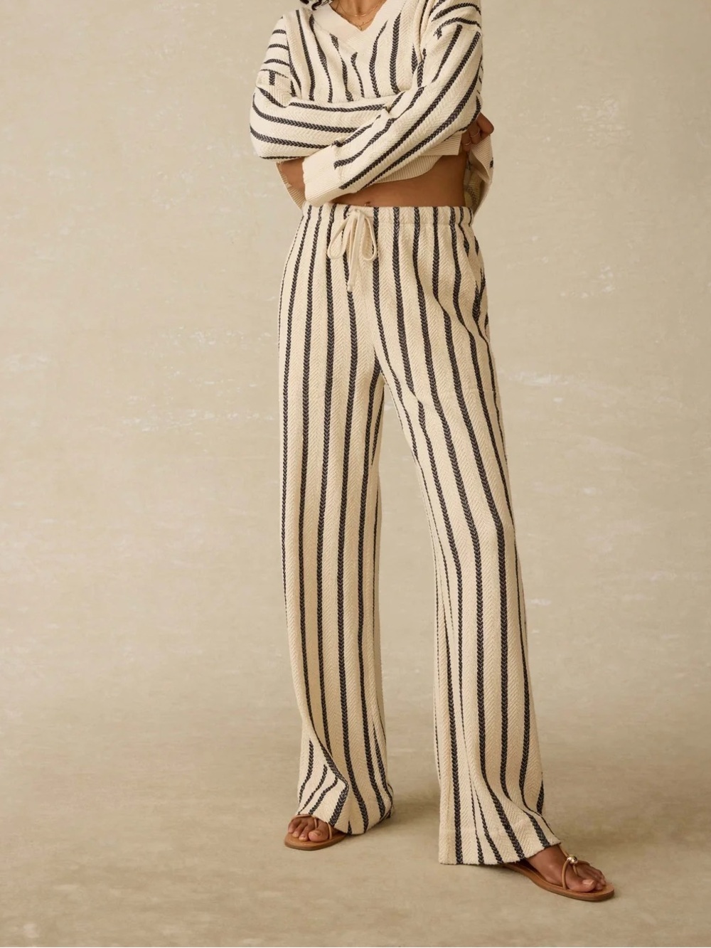 Faherty Laidback Dockside Pullover Wide Leg Pant in Moon Shadow Stripes